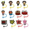 custom stranger things straw topper silicone mold cover fashion charms Reusable Splash Proof drinking dust plug decorative 8mm straw party supplies