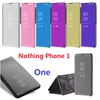 Plating Flip Book Cases For Nothing Phone 1 Telefoon One Case Magnetic Mirror Wallet Stand Smart Cover