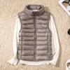 Women s Ultralight Duck Down Vest Jacket Autumn and Winter High Neck Sleeveless 90 White 220819