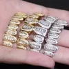 Iced Out CZ Paved Teeth Grillz for Men Women Body Hip Hop Top Bottom Vampire Fangs Grills