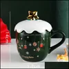 Tazze 2022 Tazza di Natale Tazza in ceramica Tazza per colazione Latte Caffè Cucina di casa Articoli per bicchieri Decorazioni Regalo Consegna a goccia Carshop2006 Dh2Yt