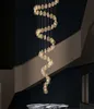 Trap led hanger lampen moderne villa hotel lobby hangende lamp creatief duplex loft roterende lange kroonluchter huizendecoratielamp