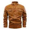 Erkek Ceketler Sonbahar Deri Ceket Erkek Motosiklet PU Biker Kahve Sıradan Katlı Akıllı Vintage Outwearmen's için