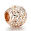 Sparkling Love Knot Rose Clear CzAuthentic 925 Sterling Silver Beads Fits European Pandora Style Jewelry Bracciali Collana Andy Jewel 781537CZ R