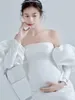 White Sexy Maternity Photography Dress New Baby Shower Satin Pregnancy Photo Shooting Clothes For Pregnant Women Party Maxi Gown