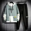 Abbigliamento da uomo Set da 2 pezzi Uomo Inverno Autunno Tuta da uomo Tuta da jogging Abbigliamento da corsa maschile Patchwork Felpa con cappuccio e set da jogging 220819