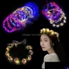 Ghirlande di fiori decorativi Ghirlanda incandescente Fascia per capelli Ghirlanda di moda Ghirlanda di fiori rosa Corona per capelli luminosa a led Ragazze Gif Bdesybag Dhrkm