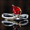 Bandringen gouden sier ring voor vrouwelijke sieraden ovaal ruby ​​zirkoon edelstenen open bruiloft feest drop kristallen levering 2021 carshop2006 dhtjk