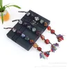 Natural seven-color crystal arts energy stone Chakras car pendant hand-woven reiki quartz pendants