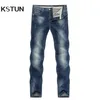 Mörkblå jeans män sträcka smala rakt regelbundet fit vår casual byxor denim byxor herr klädman jeans mode märke 220818