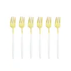 Din sets sets 6pcs set witgouden fruit vork kleine dessert roestvrijstalen thee -thee forks voor cake snack salade tafelkantoor tabelwaredinnerware