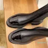 designer black Leather Ankle Chelsea Boots platform slip-on round Flat booties chunky shoes for women Thick heeled Knight Boots