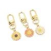 Partihandel Kvinnor Girls Sun Flower Pendant Keychain Fashion Nyckelringar Zipper Pull Charm Planner Charms Tillbeh￶r Hangv￤ska Hanging Pendants Keyring