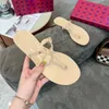 Designer damer tofflor ren gelé sandaler mode platt enkel havssemester flip flop 36-42 meter med låda