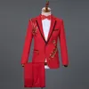 men's Suits & Blazers Chinese Style Men Business Casual Slim Suit Sets Fashion Sequin Tuxedo Singer Host Concert Stage Outfits Wedding Party H8vS#