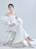 White Sexy Maternity Photography Dress New Baby Shower Satin Pregnancy Photo Shooting Clothes For Pregnant Women Party Maxi Gown