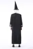 Purim Carnival Halloween kommer Skull Wizard Magician Come For Men Witch Cosplay för kvinnor Fancy Cosplay Robe Gown G220819