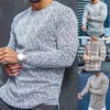 티셔츠 긴 소매 슬림 상단면 혼합 남성 스트라이프 격자 무늬 인쇄 수컷 풀오버 스웨터 가을 남성 의류 캐주얼 스트리트웨어 220819