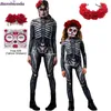 Halloween Spaventoso Costumi Cosplay Scheletro Tuta Diavolo Vampiro Festa di Carnevale Tuta Teschio Mamma e Me Abiti coordinati Y220819