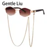 Vintage-Sonnenbrille für Damen mit Kette, kleiner Rahmen, Sonnenbrille für Damen, trendige Luxusmarke, Designer, Hexagon-Brillen, UV400, 220819