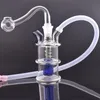 Gros coloré petit narguilé 10mm femelle style spirale double joint verre d'eau dab rig tuyau bong avec bol de brûleur à mazout et tuyau de paille en silicone pour fumer