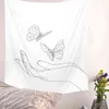 Butterfly Streszczenie dywanu na ścianę Linia sztuki wisząca biała dekoracje dziewczyny Dream Room Ins Home Ation J220804