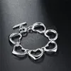 925 argent Sterling plein coeur chaîne Bracelet pour femme charme mariage fiançailles mode fête bijoux