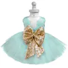 Costume de Noël pour filles pour enfants 1 2 3 4 5 ans Fête d'anniversaire Dentelle Big Bow Princesse Robe Enfant Bébé Robe de baptême Y220819