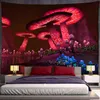 Psychedelic Mushroom Tapestry Fantasy Wave Starry Sky Tapiz hippie vägg hängande sovrum vardagsrum hem dekor j220804