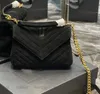 2024 Evening Bags college medium chain bag suede with fringes chevron-quilted overstitching top handle leather shoulder strap crossbody handbag luxury