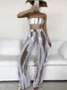 Kadın Mayo Avrupa ve Amerikan New Tube Top Seksi Bikini Şerit Net Falbala Pantolon Stil Üç Parçalı Mayo