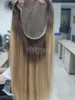 Nowy nadchodzący stado Balayage Blondynka Pełna koronkowe ludzkie włosy Toppery Tranrzalne koronkowe klipsy bazowe w kawałkach dla przerzedzających kobiet