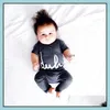 Rompers Summer Ins Infant Baby Letters Printed Cotton One-Piece Sempieve Boys Boys Boys Kids Ovalls Jumpsuits Chilld ClothMxhomeDHF51