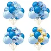 12 "15st/set Multicolor Blue LaTex Balloons Gold Confetti Metallic Balloons Födelsedag bröllopsfest Dekoration Favor Leveranser MJ0760