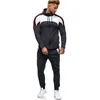 Men Define Fitness Training Gym Tracksuit Men Fashion Stripe Splice