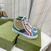 Designer Tennis 1977 Retro Canvas Casual Shoes High Low Top Womens Shoe Italy Green and Red Web Stripe gummisula Stretch Bomullsmän