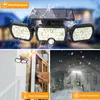 CNSUNWAY Solar Wall Lights Motion Sensor Outdoor Lights 1100lm Cool White 6000K IP65 Waterproof Three Läges 3 Justerbara lätta huvuden 360 ° vidvinkelbelysning