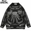 Hip Hop Knitted Sweater Streetwear Rose Eye Scorpion Print Ripped Pullover Men Harajuku Cotton Casual Autumn Sweater Skull 220819