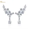 Wong Rain 100 925 Sterling Silver Water Drop Created Gemstone Wedding Party Studs Earrings For Women Fine Jewelry 220816