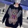 Women's Hoodies & Sweatshirts Harajuku Oversized Size 4XL Diamond Bear Plus Fleece Pullover Sweater Women 150 Kg Loose Padded Top CoatWomen'