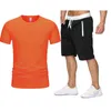 2022 Nuova Estate di Colore Solido 2 Pezzi Set Tuta Abbigliamento da Uomo Retro Spiaggia di Stile Stampato Magliette Degli Uomini Del Vestito maglietta Shorts T220819