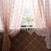 Zasłony Drapes Panel 2pcs w stylu vintage różowe koronkowe zasłony na weselne okienne ekrany okna małżeńskie dziewczyny sypialnia
