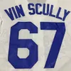Vin Scully Jersey Voice 1950 2016 Patch 67 Blanc Bleu Gris Noir Cool Base Home Way Broderie