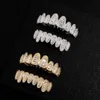 Iced Out CZ Paved Teeth Grillz para hombres Mujeres Body Hip Hop Top Bottom Vampire Fangs Grills