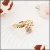 솔리테어 링 다이아몬드 약혼 Bowknot 도금 입방 지르코니아 사파이어 보석 반지 웨딩 세트 드롭 배달 2021 Jewelr Lulubaby dhufz