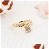 Solitaire حلقة المشاركة الماس Bowknot مطلي Zirconia Zirconia Sapphire Gemstone Rings