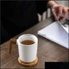 Mugs Gift Wooden Handle With Er Coffee Cup Lovers Box Set Retro Ceramic Mug Wy40313 Drop Delivery 2021 Home Garden Kitchen Din Mjbag Dhdml