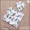 Slee Bags Infant Baby Swaddle Boys Girls Dinosaur Muslin Bag en Hat Soft Sleep Sack 2pcs Set MxHome Drop Delivery 2021 Baby MxHome Dhgav