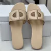 Womens Summer slipper Elegant Flat Slide Sandal Open Toe Mid Block Heel Luxury Designer Slipper Shoes Genuine Leather