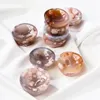 Natural Cherry Blossom Agate Crystal Bowl Crafts Hand Carved Polished Gem Home Desktop Crystal Ornaments